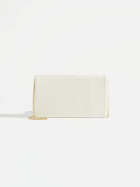 USA Heart Beaded Crossbody Clutch -White