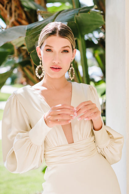 Watters Clara Charmeuse Long Sleeve Wedding Dress 0 / Ivory