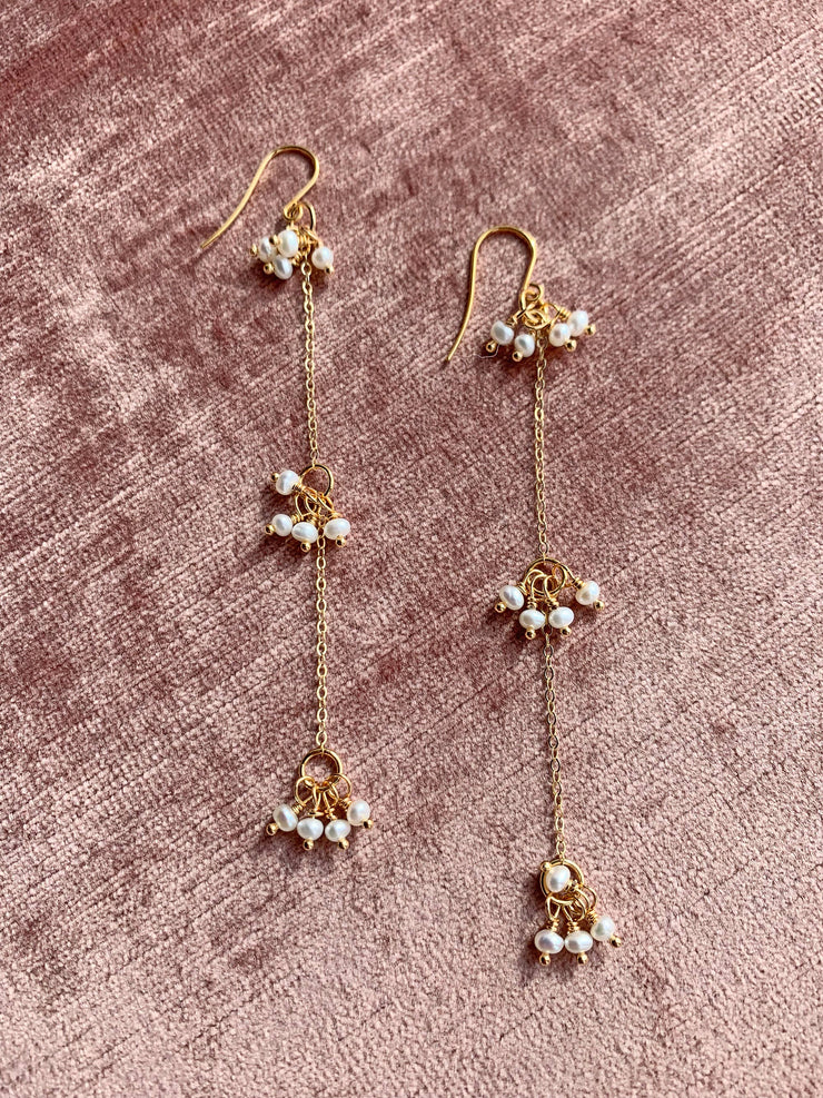 Long Petite Pearl Earrings