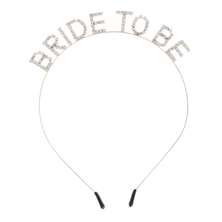 Rhinestone Bride To Be Text Headband: Gold
