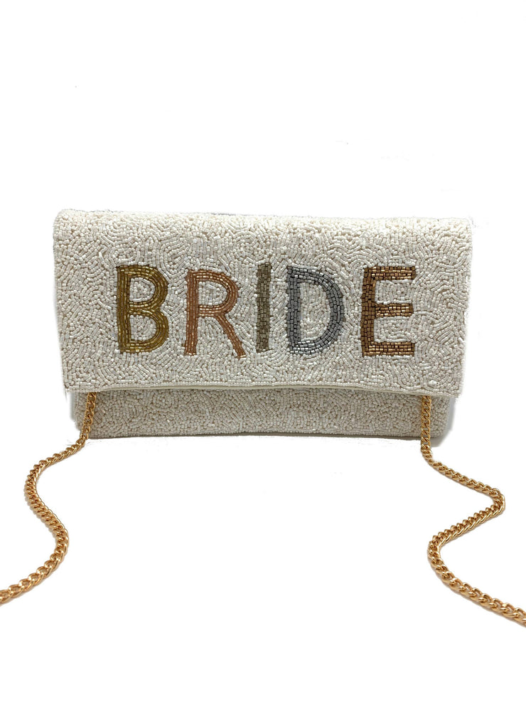 TONAL BEADED BRIDE CLUTCH