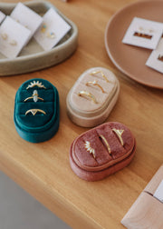 Velvet Jewelry Box - Small Oval - Cream: Cream