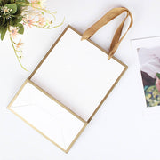 White with Gold Border Paper Gift Bag w/ free tissue: H2