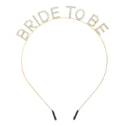 Rhinestone Bride To Be Text Headband: Gold