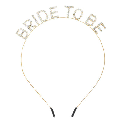 Rhinestone Bride To Be Text Headband: Gold