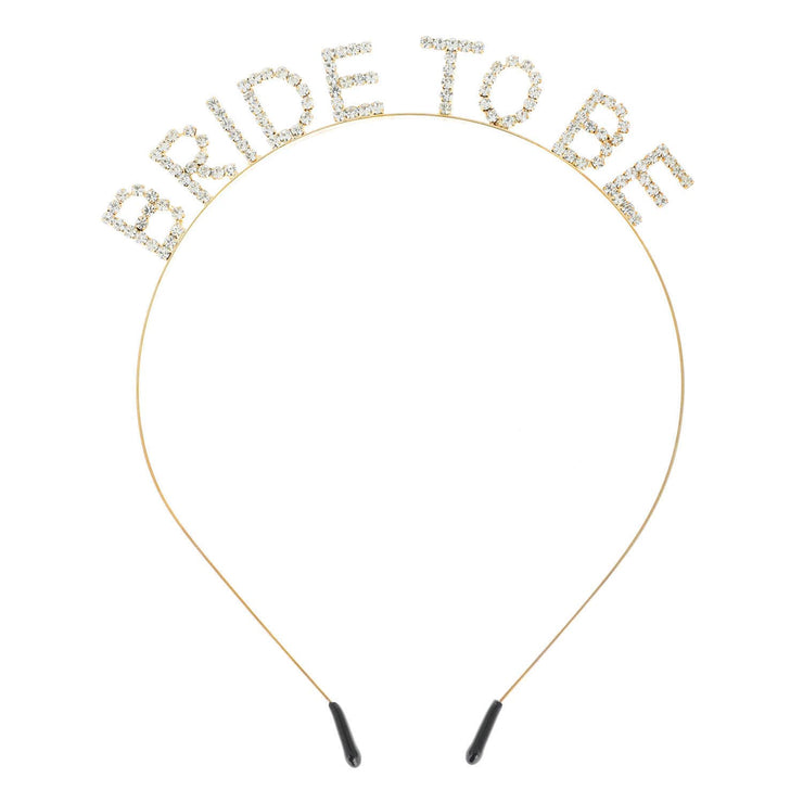 Rhinestone Bride To Be Text Headband: Gold