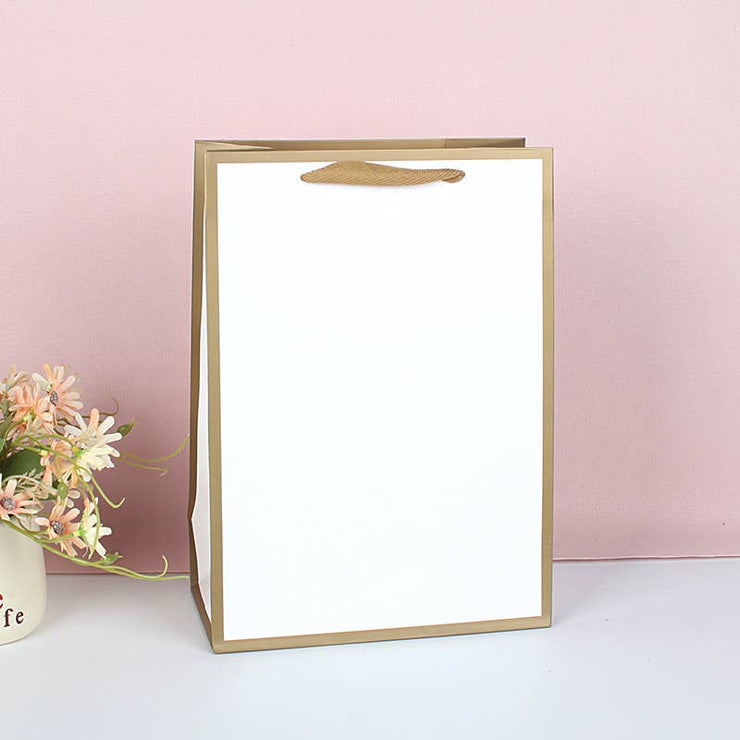20pcs, 9 size White with Gold border gift bag w/ free tissue: 2