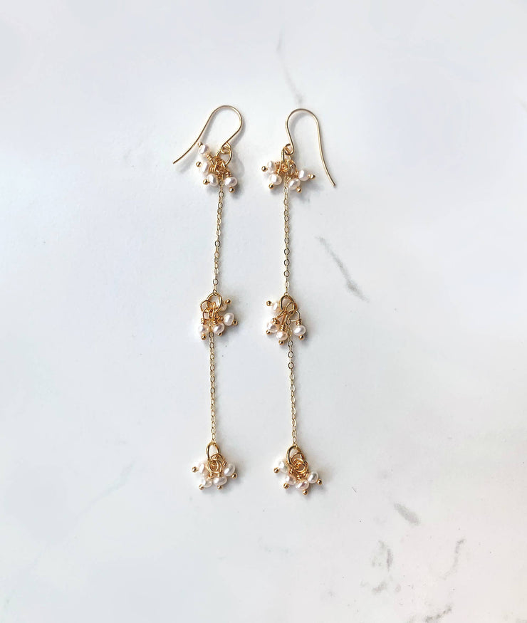 Long Petite Pearl Earrings