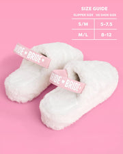 White Bride Fur Slippers, Bach Party Accessory, Bridal Gift: S/M