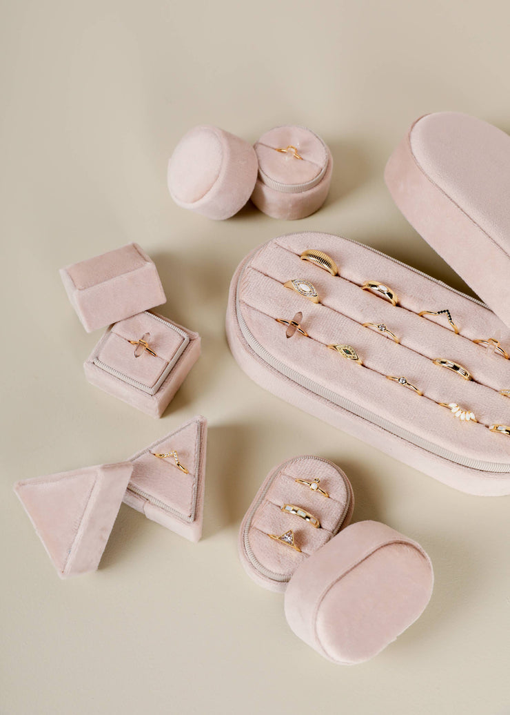 Velvet Jewelry Box - Circle - Cream: Cream