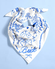 Bride Head Scarf - white silk bride head scarf, bride gift, bachelorette accessory