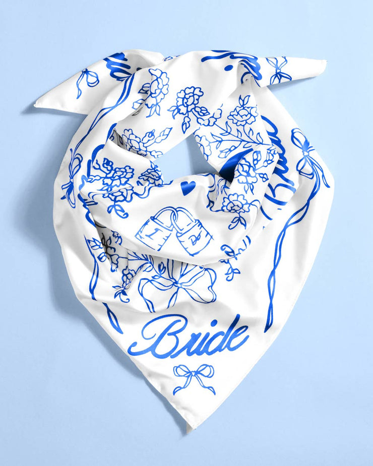 Bride Head Scarf - white silk bride head scarf, bride gift, bachelorette accessory