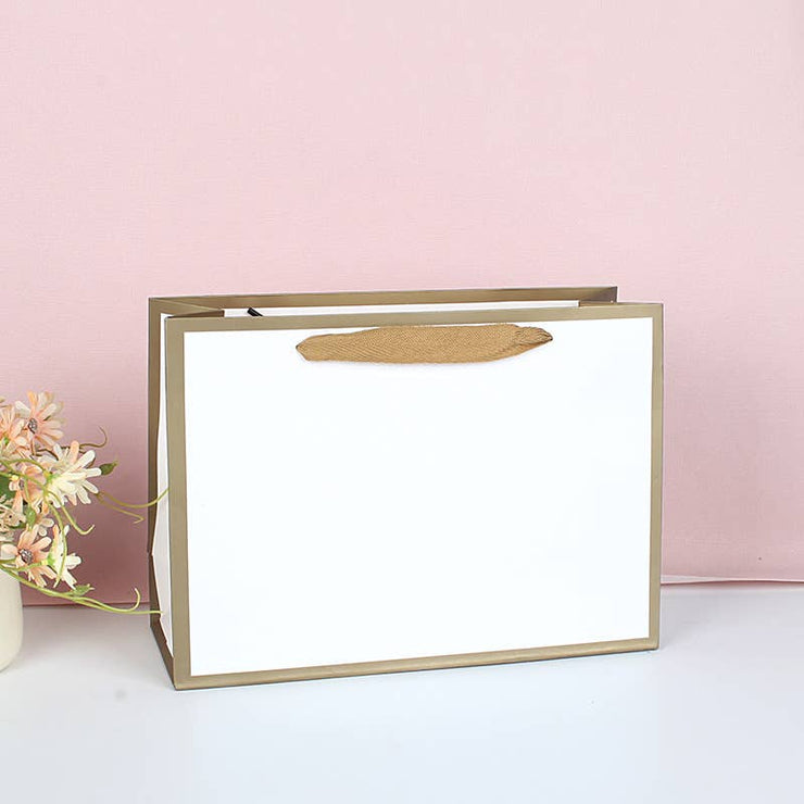 20pcs, 9 size White with Gold border gift bag w/ free tissue: 4