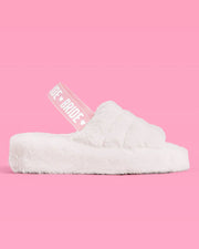 White Bride Fur Slippers, Bach Party Accessory, Bridal Gift: M/L