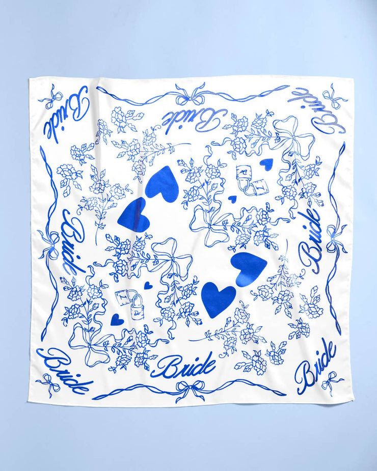 Bride Head Scarf - white silk bride head scarf, bride gift, bachelorette accessory