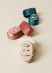 Velvet Jewelry Box - Small Oval - Cream: Cream