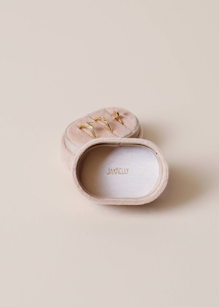Velvet Jewelry Box - Small Oval - Cream: Cream