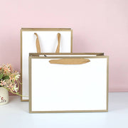 White with Gold Border Paper Gift Bag w/ free tissue: H3