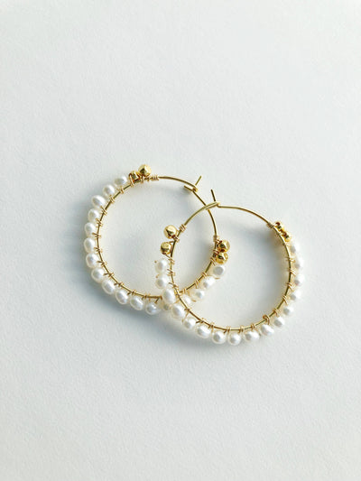 Wedding Jewelry Laura Stark Designs Pearl Wrap Hoop Earrings