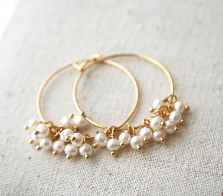 Wedding Jewelry Laura Stark Designs Pearl Hoop Earrings