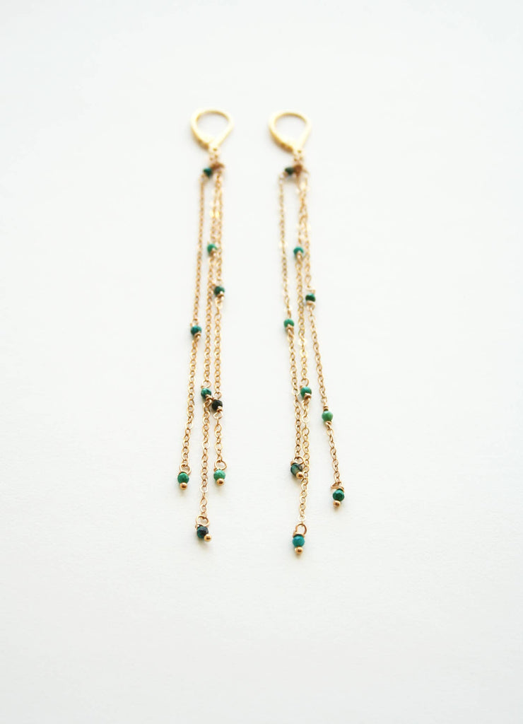 Wedding Jewelry Designs by Laura Stark Turquoise Shoulder Duster Earrings