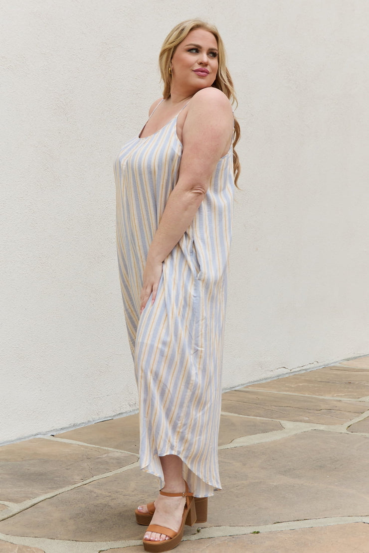 Multi Colored Striped Jumpsuit with Pockets