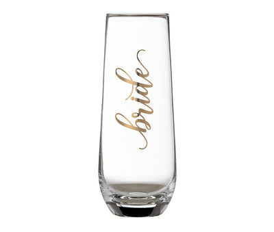 Gold "Bride" Stemless Champagne Glass