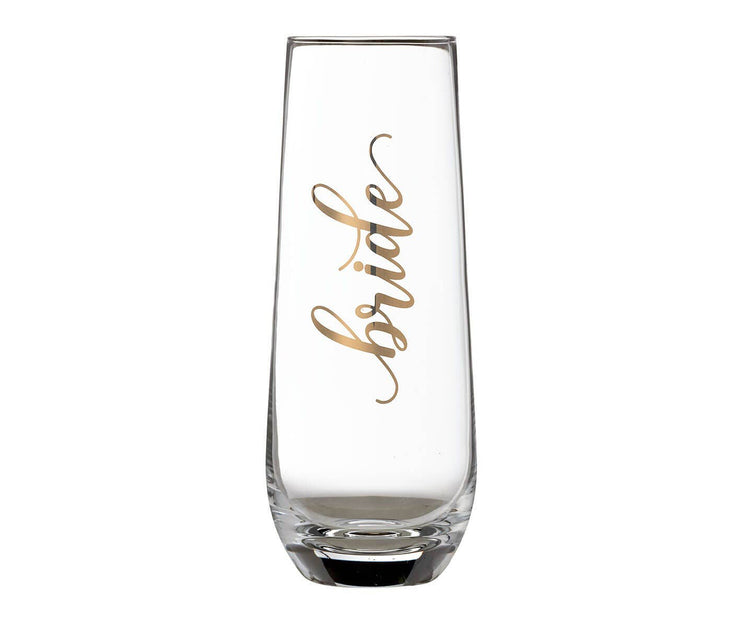Gold "Bride" Stemless Champagne Glass