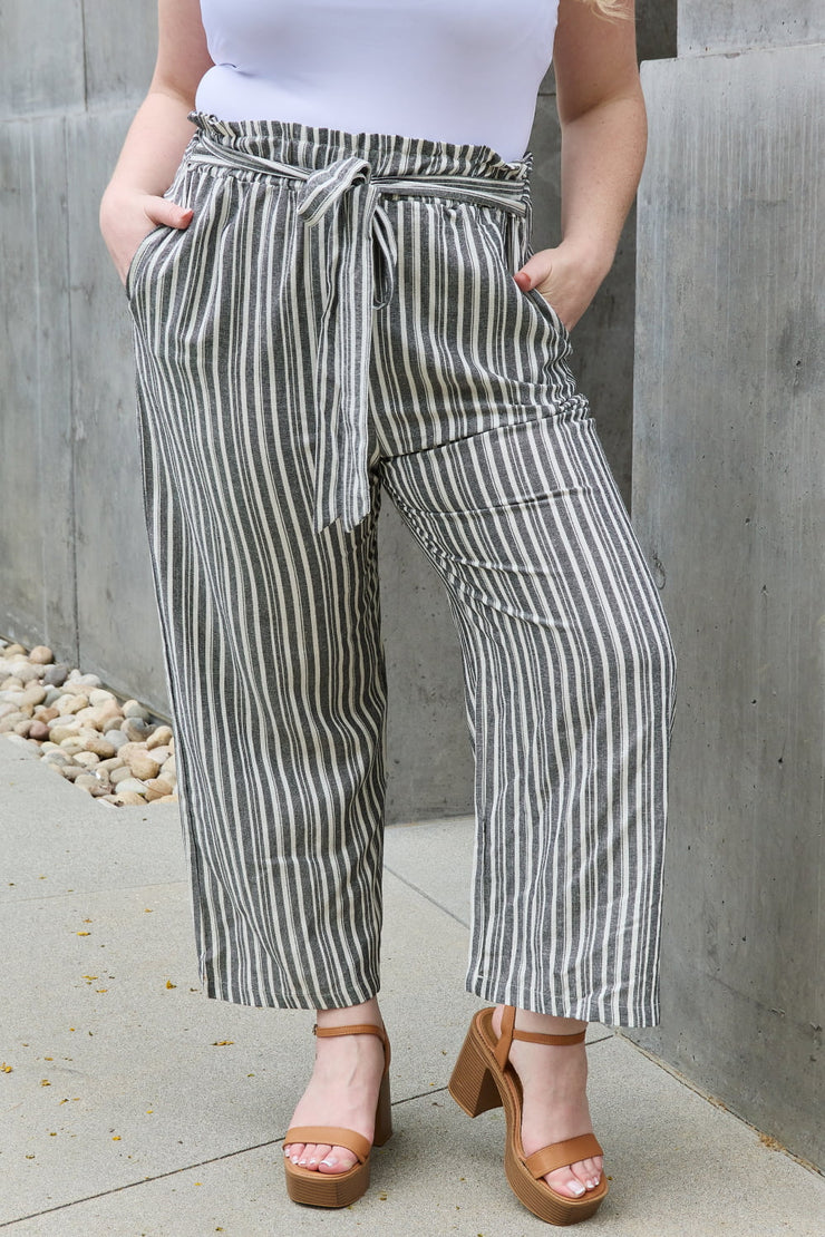 Paperbag Waist Striped Culotte Pants