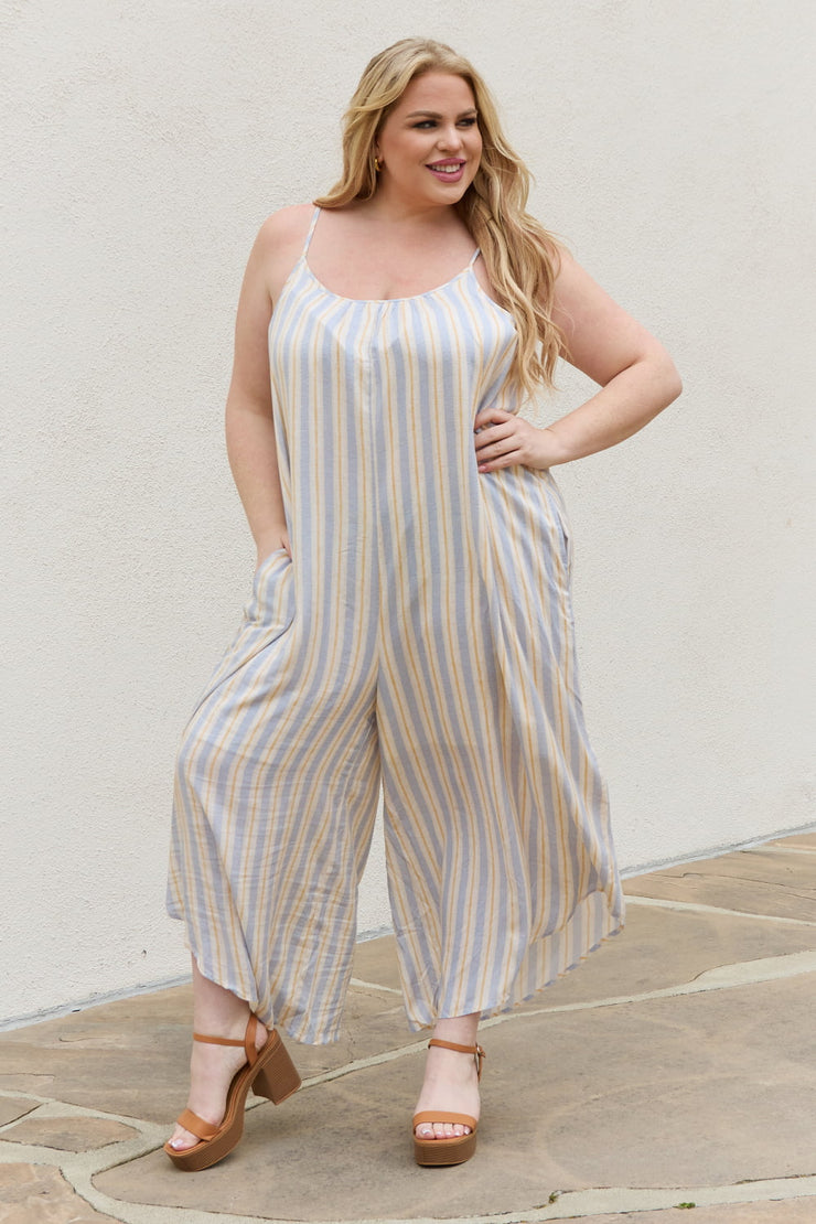 Multi Colored Striped Jumpsuit with Pockets