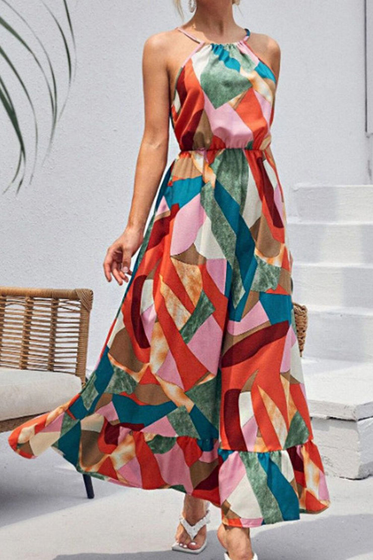 Multicolored Tied Grecian Neck Maxi Dress Always Elegant Bridal Multicolored Tied Grecian Neck Maxi Dress Always Elegant Bridal