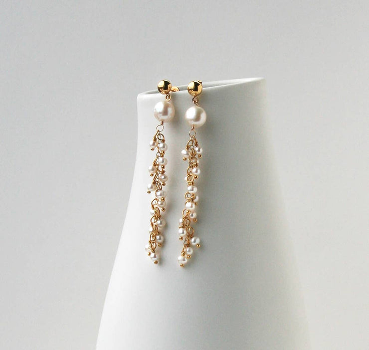 Wedding Jewelry Laura Stark Designs Pearl Post Dangle Earrings