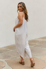 Multi Colored Striped Jumpsuit with Pockets