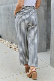 Paperbag Waist Striped Culotte Pants