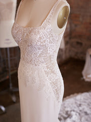 Cairo Sexy embroidered crepe bridal gown with a statement train By Maggie Sottero
