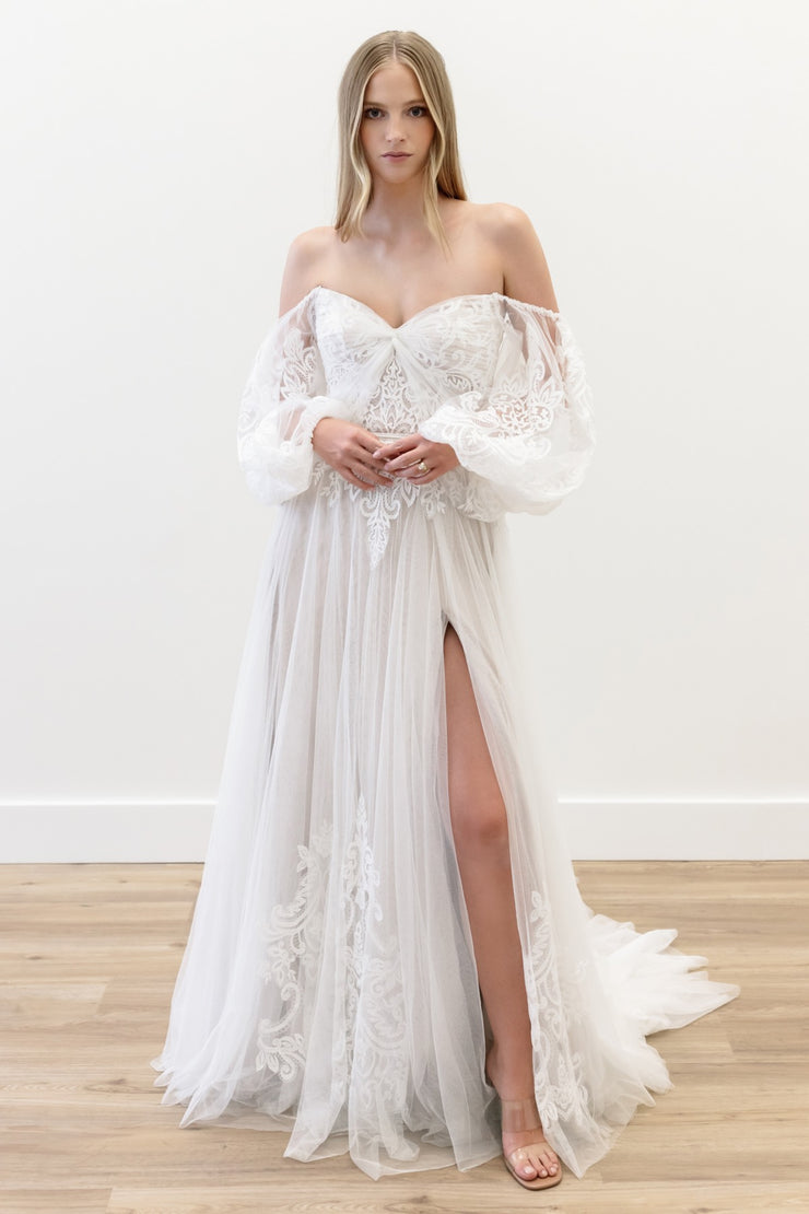 Willowby Watters Asa 59120 Willowby Bride Lace A-Line Wedding Dress 16W / Ivory-Off White