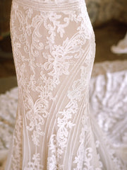 Cambrie Long train sheath wedding gown in exquisite beaded embroidery By Sottero and Midgley